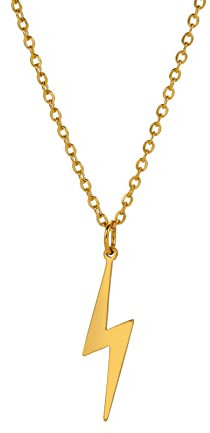 Amaxer Minimalistische Geometrische Halskette mit Blitz Anhänger aus Edelstahl Schlicht Unisex Schmuck Geschenk (Gold)