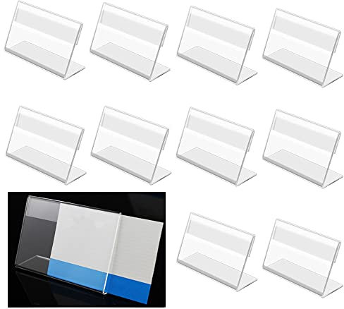 Wanfoou Lot de 10 Présentoirs de Table,10x15cm Porte-étiquette Transparent, Acrylique Transparent Chevalet de Table, Support Menu L-Stand