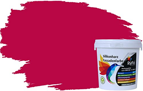 RyFo Colors Silikonharz Fassadenfarbe Lotuseffekt Trend Bordeaux 1l - bunte Fassadenfarbe, weitere Violett Farbtöne und Größen erhältlich, Deckkraft Klasse 1