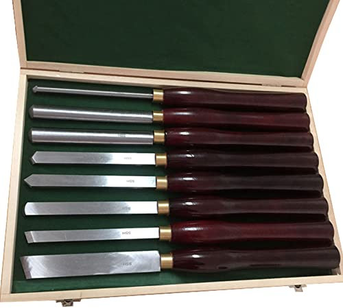 HSS Holz Drechselwerkzeug Schnitzwerkzeuge, 8 Stück Holzdrehmaschinen Meißel Set Drechseleisen Drehmeißel Set Für Anfänger Und Hobby-Drechsler Für Holzschnitzereien, Wurzelschnitzmöbel