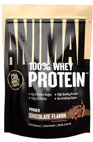 ANIMAL 100% Whey Protein Pulver (Schokolade) –Proteinpulver mit 23g Protein & 4,6g BCAAs für den Muskelaufbau – Protein Shake mit Glutamin & weiteren Aminosäuren - 1kg