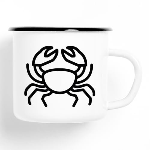 Huuraa Emaille Tasse Krebs Sternzeichen Symbol Geschenk 300ml Vintage Krebs Geschenkidee