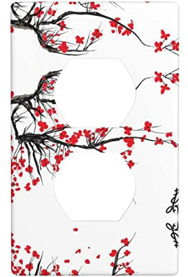 Japanische Kirschbaum Duplex Steckdose Abdeckung Wandplatten Dekor Lichtschalter Abdeckung Abdeckung Für Schlafzimmer Badezimmer Wohnzimmer