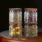 Longzhuo Vintage Glass Jar with Lid, 4pcs 450ml High-capacity Glass Kitchen Storage Jars, Airtight Wood Lid Sealed Jar for Coffee Beans, Tea, Flour, Spice, Candy