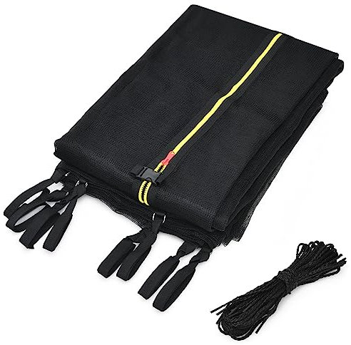 KAYBTNT Trampolin Netz für Gartentrampoline, Trampolin Ersatznetz Sicherheitsnetz mit Reißverschluss und Schnallen, Trampolinnetz für Durchmesser 183/244/305/366/427/457/488 cm,244cm / 6 Poles