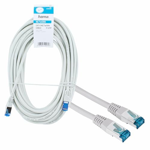 Hama Netzwerkkabel CAT 6, 15 m (LAN Kabel, RJ45, Gigabit Ethernet bis 1 Gbit/s, F/UTP geschirmt, 250 MHz, für Router, Notebook, PC, TV, Konsole, Wanddose oder Hub, Switch, Internetsignale) Grau