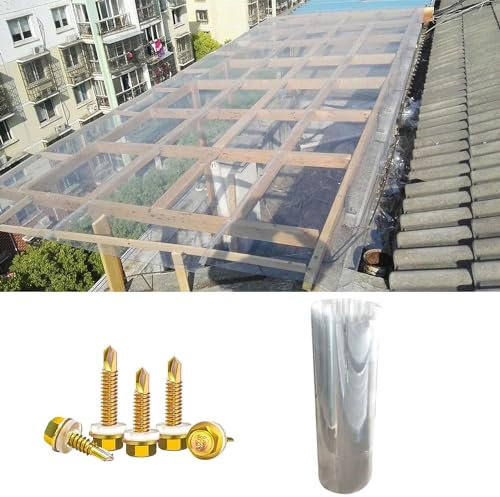Polycarbonat Platte Gewächshausplatten Klar UV-beständig wasserdichte,Ersatzplatten für Garten Carports,Überdachung,Leicht zu Schneiden und zu Biegen,mit Schrauben,Anpassbar (0.5*1m)