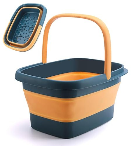 UE-MAOLU Folding Foot Bathtub, Foot Soak Bath Tub with Massaging Rollers, Stress Relief Collapsible Foot Spa with Massaging Rollers, Toe Nails and Ankles, Detox and Massage (Color : A)