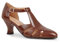 Coutgo Womens Low Heel Dress Shoes T-Strap Mary Jane Kitten Heels Dance Vintage Cutout Pumps, Brown, 5