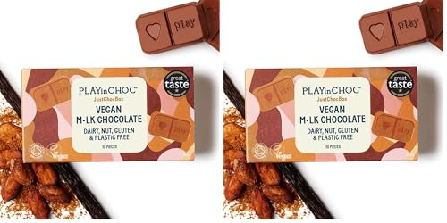 PLAYin CHOC JustChoc Vegan Chocolate, Award-Winning Organic And Dairy Free Chocolate, Organic Peruvian Cacao, Vegan Chocolate Gifts, Lactose Free Chocolate Bar… (M*lk, 100g) (Pack of 2)