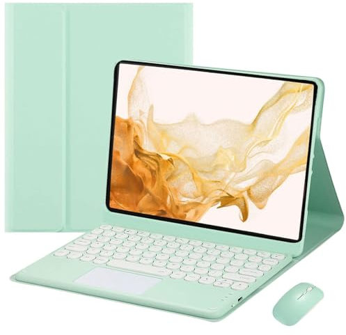 EHLCYS Custodia con Tastiera per Xiaomi Redmi Pad SE da 11 Pollici Versione 2023 Tablet, Tastiera Bluetooth Wireless Rimovibile Magnetica con Touchpad Intelligente Multi-Contatto E Mouse,Mint Green