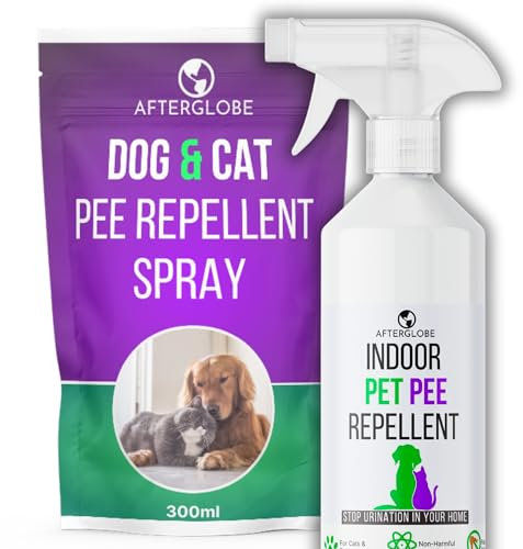 Dog and Cat Urine Repellent Spray – Safely Train Your Pet to Not Pee or Mark in your Home – Natural Puppy Toilet Training Spray and Indoor Dog Pee Repellent 300ml Afterglobe