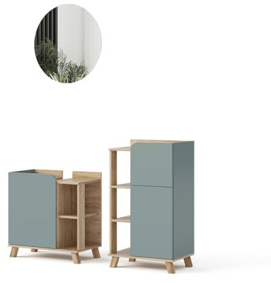 Vicco Set di mobili da bagno Karen, Sonoma/Grigio-blu, 3 pezzi, con cabinet midi