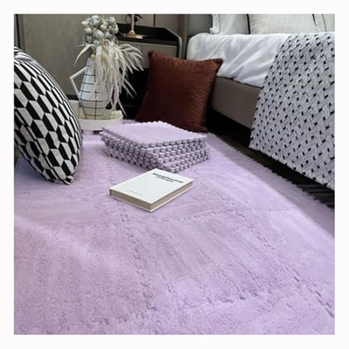 Ineinandergreifende Teppichfliesen,30 cm 0,4 Zoll Dicke Plüschige Quadratische Teppichfliesen,Weiche Eva-Schaumstoffmatten,Spielmatte Für Wohnzimmer,Schlafzimmer(Size:18pcs,Color:Lila)