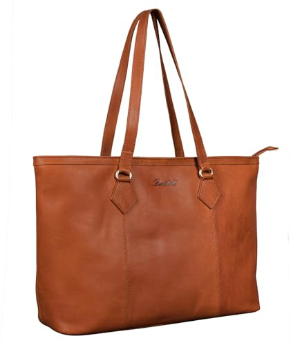 Benthill Handtasche Damen Echt Leder - Hochwertige Frauen Schultertasche - Große Klassische Damentasche/Shopper - Elegante Umhängetasche, Farbe:Braun