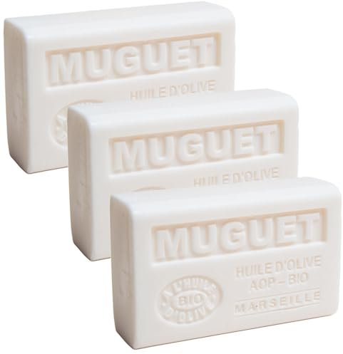 Label Provence Nature Savon de Marseille - Nourishing French Soap Made With Pure Organic Olive Oil and Shea Butter - Lily of The Valley Fragrance - 125 Gram Bar - Set of 3