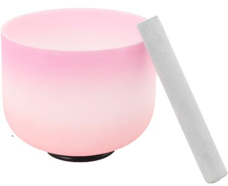 Lfhelper 8 in F Note Crystal Singing Bowl for Heart Chakra Healing, 99.99% Pure Quartz, Colored Quartz Singing Bowl for Meditation, Sound Therapy, Chakra Balancing, Deep Resonance
