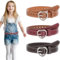 Teaaha 3 PCS Kindergürtel Mädchen, Girls Belt PU Leather Belts with Cute Hollow Heart Shape,Silver Metal Buckle Adjustable Waist Belt for Kids Dress Pants Jeans(Kamel, Rot, Kaffee)