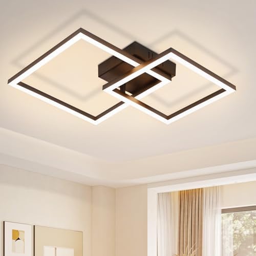 Homefire Deckenlampe LED Deckenleuchte Küche - 20W Schlafzimmerlampe Warmweiß 3000K Küchenlampe Drehbare Modern Design Schwarz Flurlampe Eckig Deckenbeleuchtung für Schlafzimmer Wohnzimmer Büro
