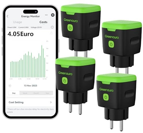 Greenaura WLAN Steckdose Outdoor Zeitschaltuhr Aussenbereich Zeitschaltuhr Steckdose Außen Outer Range Steckdose Stromzähler für Steckdose Smart Life Smart Steckdose Alexa Steckdose 4er Pack