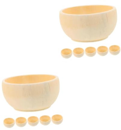 GLSTOY 10piezas Wooden Bowls Unfinished Craft Bowls Para Pintar y Decorar Accesorios Creativos Para Niño Niña