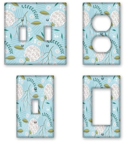 Horienteeon Jolie plaque d'interrupteur à motif floral rustique pour la maison, la cuisine, la salle de bain, taille standard