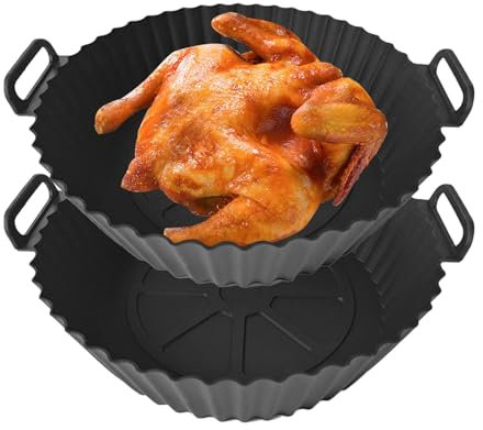 2 moldes de silicona para freidora de aire caliente, accesorios para airfryer, molde de silicona con una capacidad de hasta 8 litros, reutilizable en lugar de papel de horno para freidora de aire