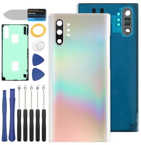 YHX-US Battery Back Cover Replacement for Samsung Galaxy Note 10 Plus 5G Rear Cover Housing Door with 1 SIM Card Tray + Repair Tool Kits (Color: Aura Glow)