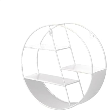 Generisch Rundes Wandregal, Schwebende Regale – Wandregale Aus Metall, Wandregal Aus Und Geschweißtem Metall, Wohnzimmer-Dekoration Im Industriestil – Weiß