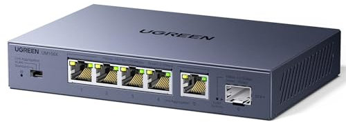 UGREEN 2.5Gbps Network Switch, 5 x 2.5Gbps Base-T& 1 x 10Gbps SFP+ Slot Ethernet Splitter, 6 Port Metal Case Ethernet Switch Hub,Desktop & Wall-Mounting,Plug & Play for TV/Laptop/Switch/Router/Camera