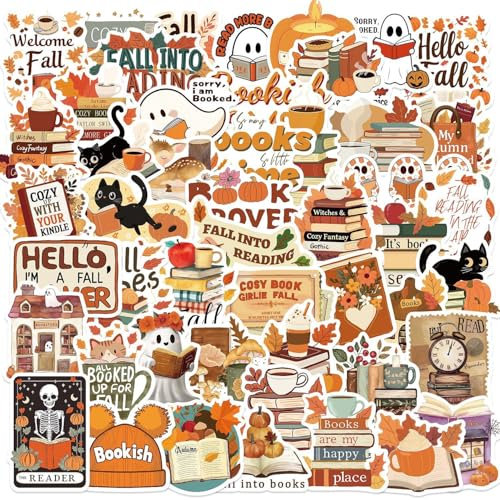 50Pcs Book Stickers for Kindle,Bookish Stickers Decals,Vinyl Waterproof Stickers for Laptop Water Bottle,Book Lovers Gifts