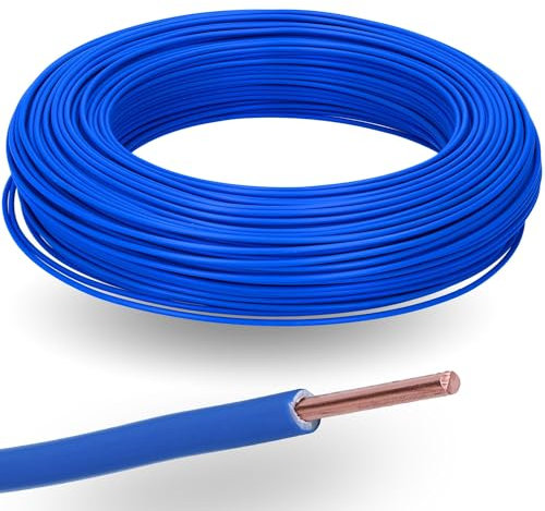 Kalitec H07V-U 1 x 1,5 mm² blu, cavo singolo in PVC ignifugo, 1,5 mm2, cavo rigido, tensione nominale 450/750 V, cavo di cablaggio monofilo per cablaggio interno di macchine e apparecchi di
