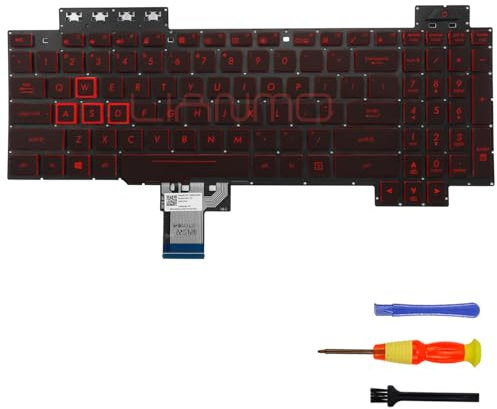 Teclado de retroiluminación de repuesto compatible con ASUS TUF Gaming FX504 FX505 FX705 FX505G FX505D FX505GE FX505GM FX705G FX504G FX80 FX86 FX95 (letra escarlata de EE. UU.)