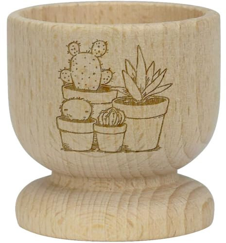 Azeeda 'Cacti Plants in Pots' Wooden Egg Cup (EC00030119)