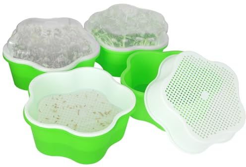 Set di 4 ciotole per germogli, per germogli, per germogli e germogli, per semi grandi, per germinazione, per germogli, ciotola per erba di gatto, per la coltivazione di piantine, piselli