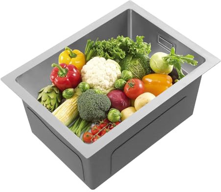 Lavello in acciaio inox, con filtro di drenaggio, 30 x 40 cm, piccolo lavello per cucina, lavello in acciaio inox, per cucina, campeggio, roulotte (argento)