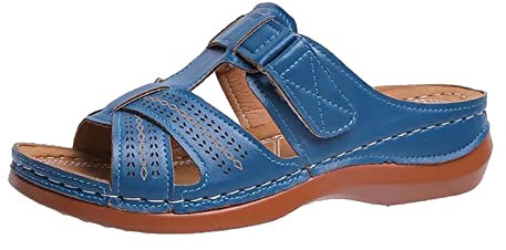 YAOJIWANG 2025 Sandales Orthopédique Femmes Été Chaussures Antidérapantes Respirantes Bohême Bout Ouvert Sandale de Marche Femme Confortable Orthopédique Plateforme Sandale avec Talon Bloc Pas Cher