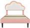 KSFASHZ Letto da bambina 90 x 200 cm con LED, telaio per letto singolo 90 x 200 cm, con testiera regolabile e rete a listelli, letti imbottiti rosa PU per bambini adolescenti principessa