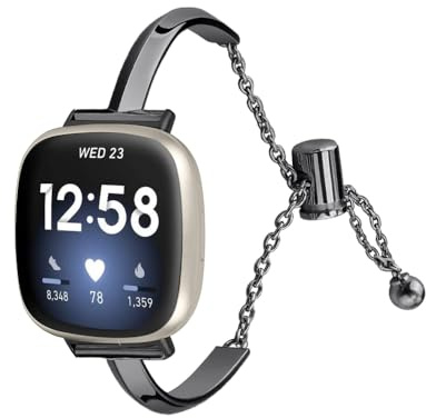 TIANCANCAN Cinturino di ricambio per Fitbit Versa 4/Versa 3/Sense 2/Sense da donna, elegante cinturino di ricambio in metallo con strass per smartwatch Fitbit Versa 4, Misura unica, Nylon, Agata