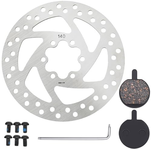 pclapora Rotor de Freno de Disco de Bicicleta de 140 mm, Disco de Freno de Bicicleta de Acero Inoxidable con 6 Tornillos, para Segway Ninebot F20 F25 F30 F40, KUGOO M4 / M4 Pro