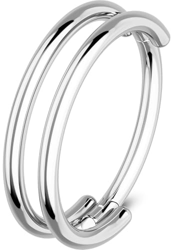 OUFER 20G Double Nose Rings Hoops 316L Surgical Steel Hinged Segment Piercing