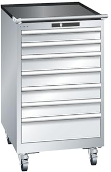 kaiserkraft | ESD-Schubladenschrank mobil | BxTxH 564 x 725 x 990 mm | 7 Schubladen | 2 x 75/4 x 100/1 x 150 mm | lichtgrau