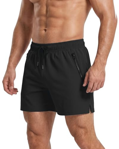Towintec Maillot de Bain Homme Short Calecon Zip Fermeture Poche Vetement Slip Caleçon Salle de Sport Élastique Jammer Natation Boxer Doublure en Maille avec Cordon Réglable Plage Natation Surf Voyage