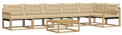 vidaXL Outdoor-Sofagarnitur 7 pcs Weiß und Beige 79 x 79 x 37 cm, Garten Sofa für draußen, modernes Lounge Set, langlebige Möbel für die Terrasse, bequemes Sitzen