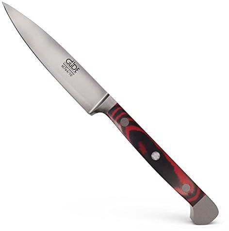 GÜDE Solingen - Spickmesser geschmiedet, 10 cm, Micarta, ALPHA MIKARTA, Office Messer, Doppelkropf, Handmade Germany