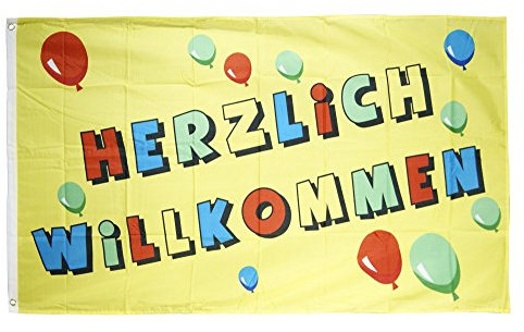 Flaggenfritze Fahne/Flagge Herzlich Willkommen + gratis Sticker