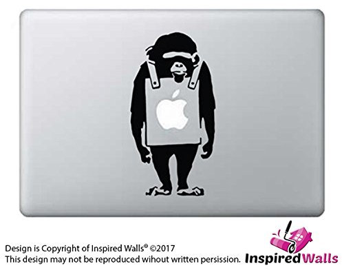 Banksy Monkey Macbook 13, 15, 17 Inch Air 11 13 Schwarz Abziehbild Aufkleber by Inspired Walls®