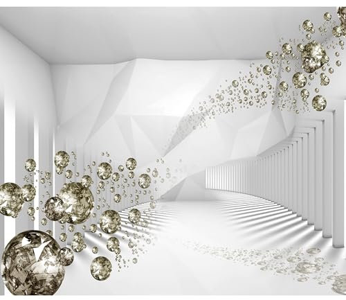 decomonkey Fototapete 3d Effekt Abstrakt 350x256 cm XL Tapete Fototapeten Vlies Tapeten Vliestapete Wandtapete moderne Wandbild Wand Schlafzimmer Wohnzimmer Diamanten Modern