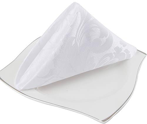 EHouseHome Damast Jacquard Stoffservietten, wasserdicht, auslaufsicher, Polyester, Weiß, 12 Stück, 43,2 x 43,2 cm