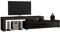 Erweiterbar TV Schrank Lowboard Fernsehtisch 148cm-280cm - Hochglanz Türen - LED (Schwarz Matt + Schwarz Hochglanz), M148